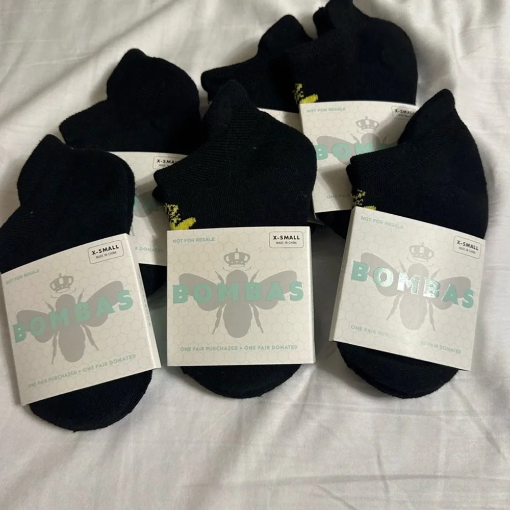 5 pairs Bombas Black Ankle Socks LOT OF FIVE PAIRS, Women’s XS (New)💕💕